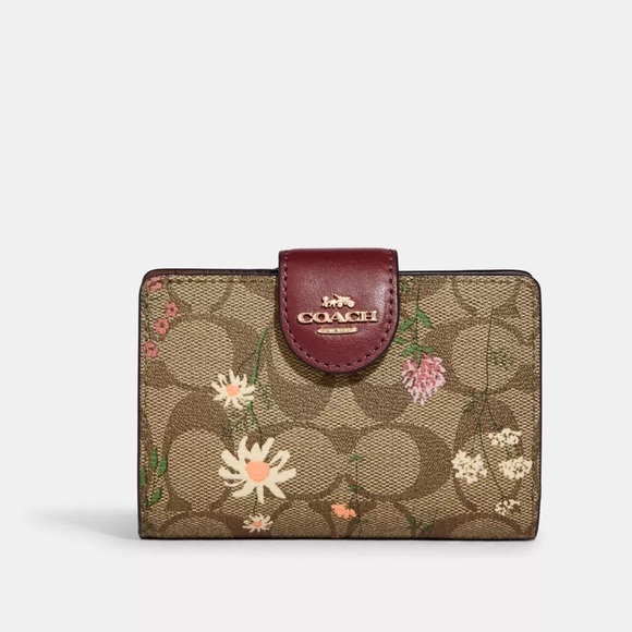 Medium Corner Zip Wallet In Signature Canvas With Wildflower Print - Picture 14 of 14